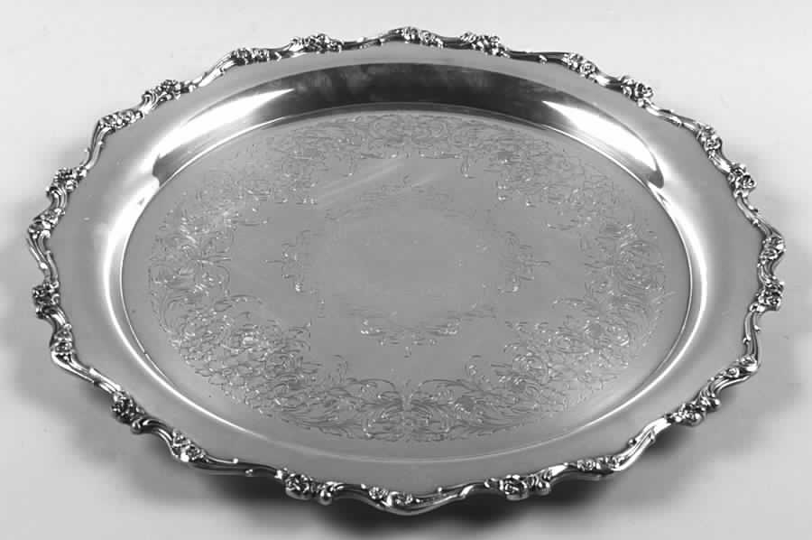 American Rose (Silverplate, Holloware) Large Round Silverplate Tray by International Silver-1