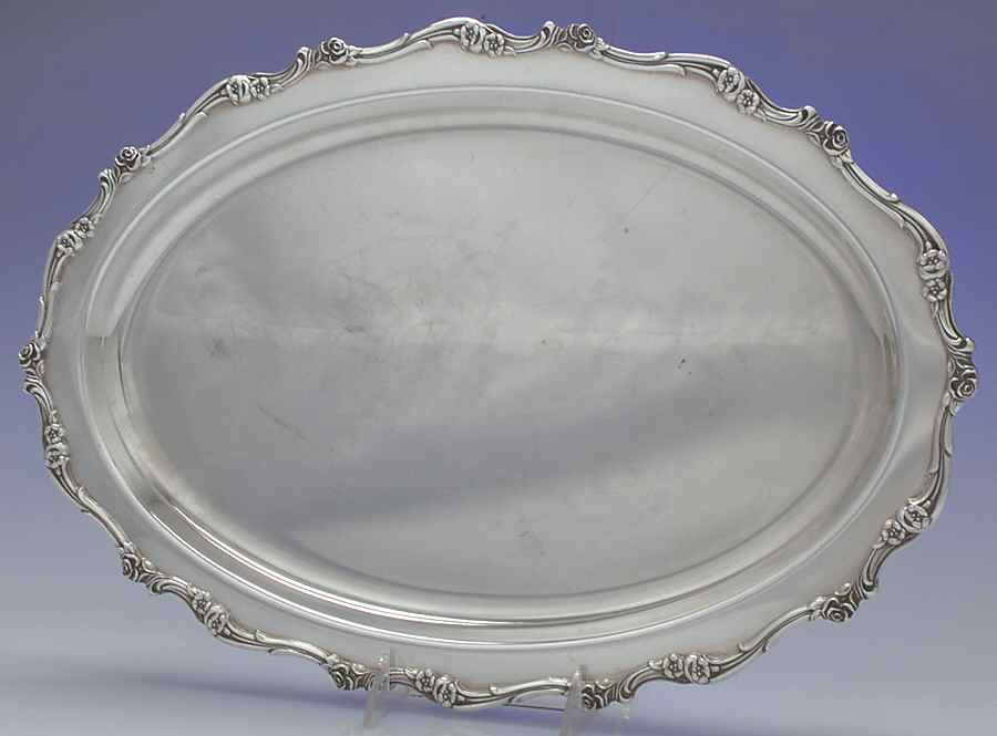 American Rose (Silverplate, Holloware) Medium Oval Silverplate Platter by International Silver-1