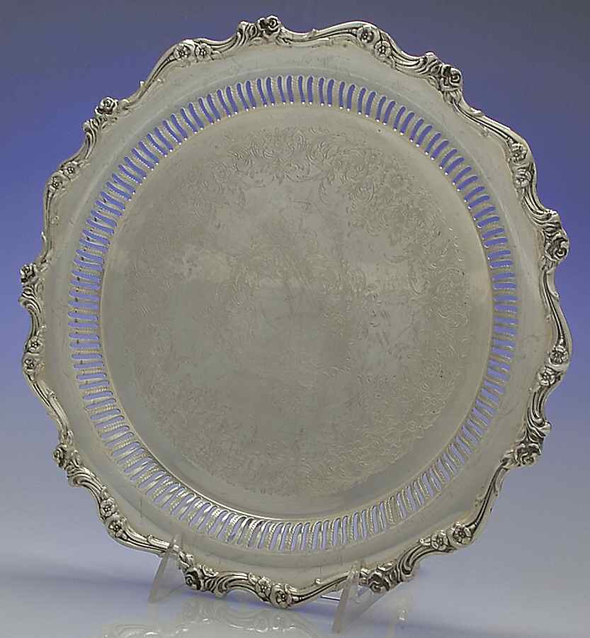 American Rose (Silverplate, Holloware) Small Round Silverplate Tray by International Silver-1