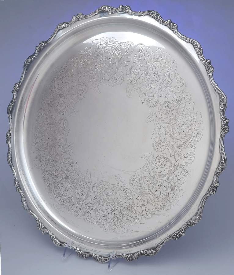 American Rose (Silverplate, Holloware) Round Tray For Punch Bowl by International Silver-1