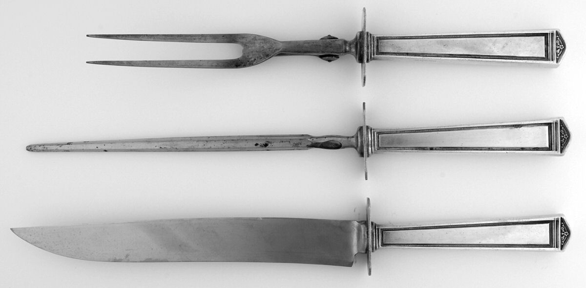 Anniversary (Silverplate, 1923) Large 3-Piece Roast Carving Set w/ Stainless Blade by International Silver-1