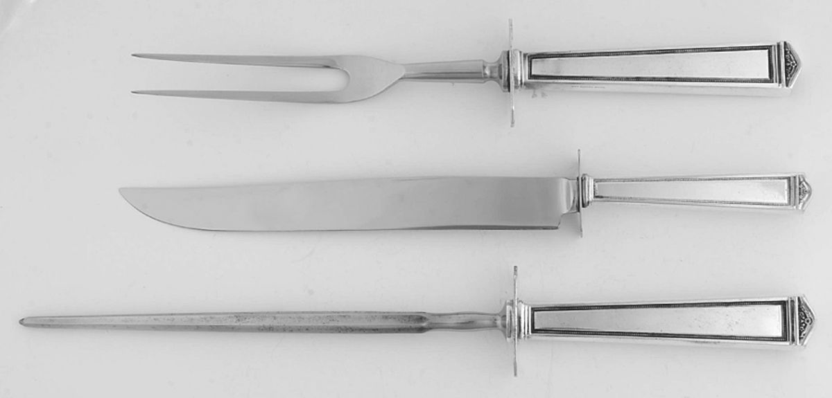 Anniversary (Silverplate, 1923) Small Steak 3-Piece Carving Set with Stainless Blade by International Silver-1