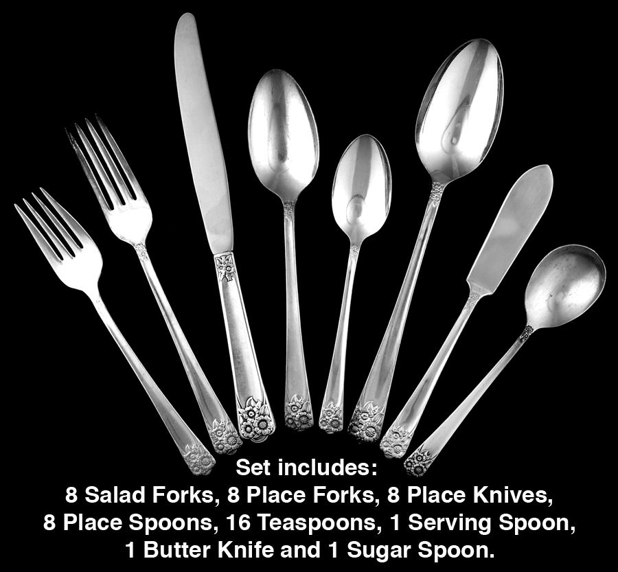 April (Silverplate, 1950) 51 Piece Set by International Silver-1