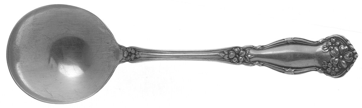 Arbutus (Silverplate, 1908, No Monograms) Round Bowl Soup Spoon (Bouillon) by International Silver-1