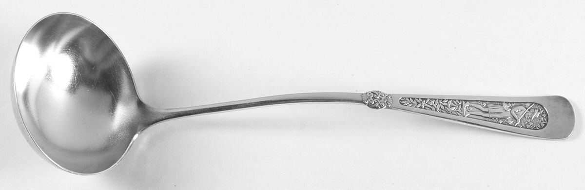 Arcadian (Silverplate, 1884) Oyster Ladle Solid Piece by International Silver-1