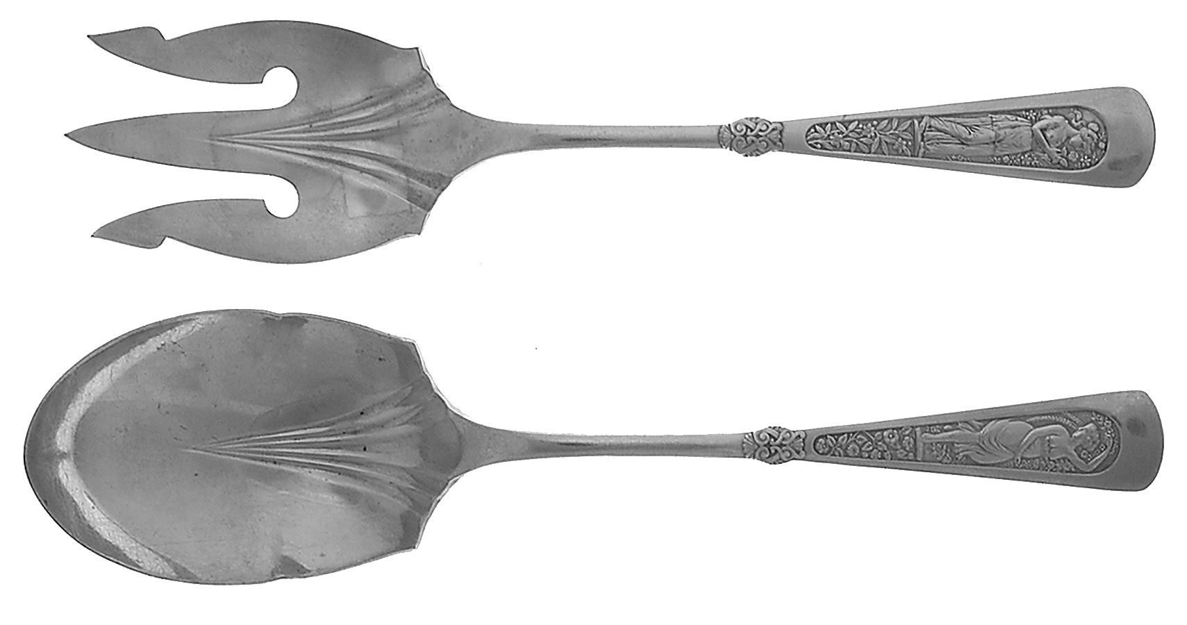 Arcadian (Silverplate, 1884) (2 Pc) Solid Salad Set by International Silver-1