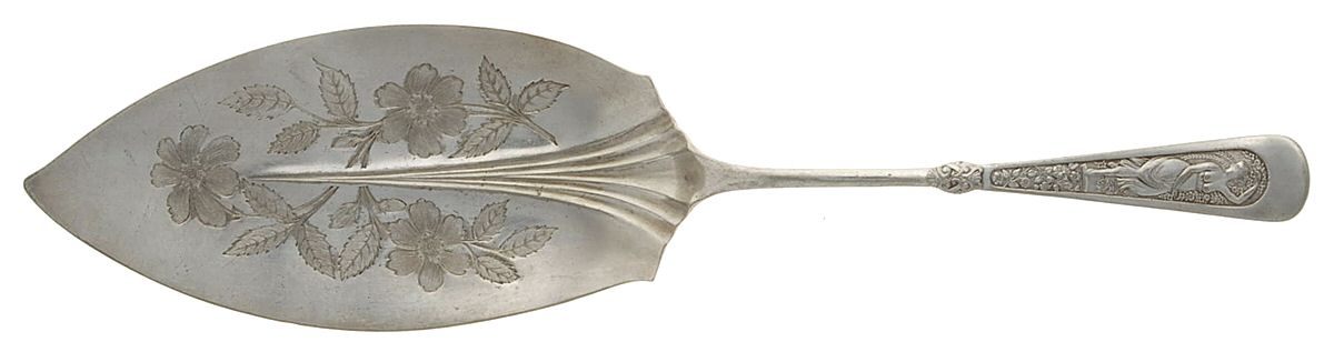 Arcadian (Silverplate, 1884) Large Solid Bright Cut Fish Serving Knife by International Silver-1