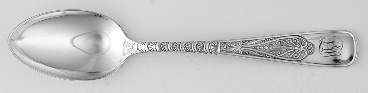 Assyrian-Greek (Silverplate, 1889) Monogram Teaspoon by International Silver-1