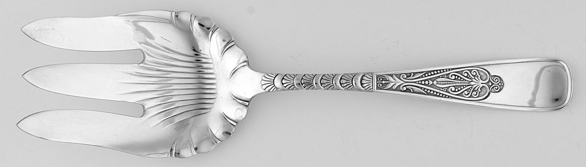 Assyrian-Greek (Silverplate, 1889) Medium Solid Cold Meat Serving Fork by International Silver-1
