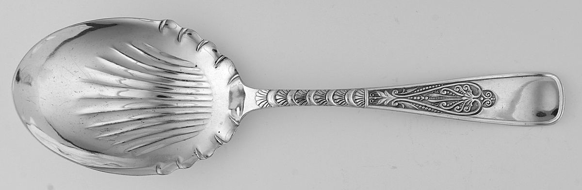 Assyrian-Greek (Silverplate, 1889) Solid Smooth Casserole Spoon by International Silver-1