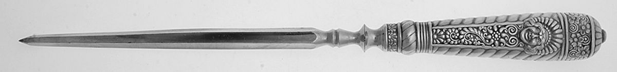Assyrian Head (Silverplate, 1886) Large Silverplate Rod Knife Sharpener by International Silver-1