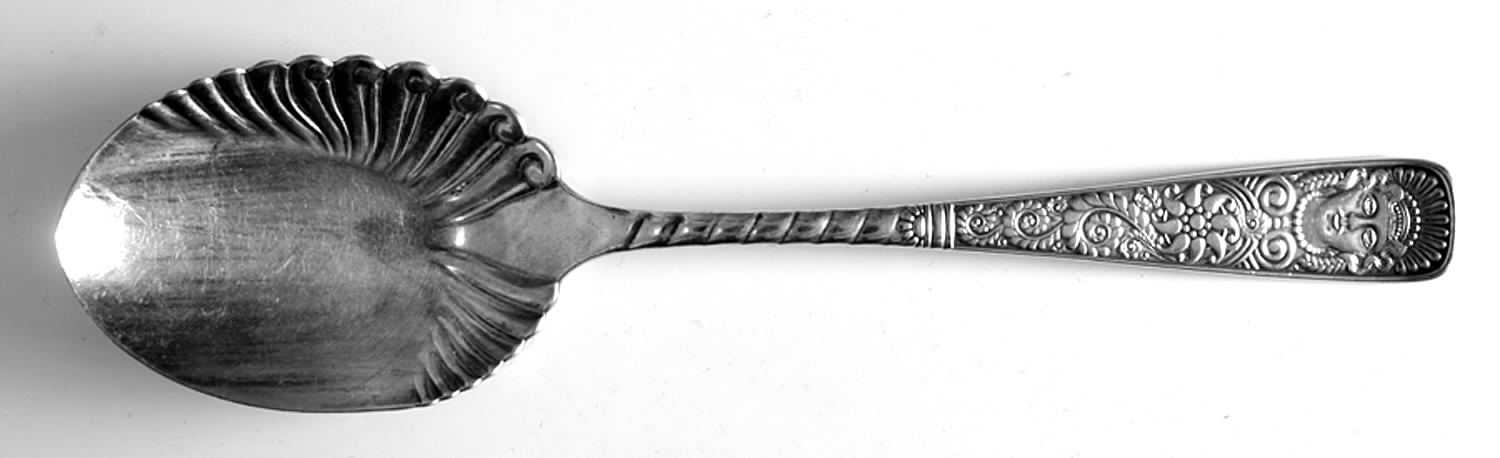 Assyrian Head (Silverplate, 1886) Solid Shell Berry/Casserole Spoon by International Silver-1
