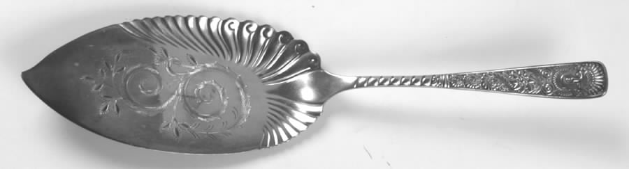 Assyrian Head (Silverplate, 1886) Large Solid Bright Cut Fish Serving Knife by International Silver-1