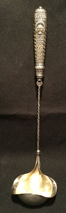 Assyrian Head (Silverplate, 1886) Punch Ladle with Silverplate Bowl by International Silver-1