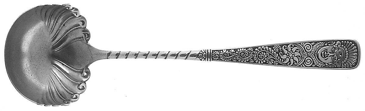 Assyrian Head (Silverplate, 1886) Oyster Ladle Solid Piece by International Silver-1