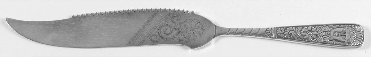 Assyrian Head (Silverplate, 1886) Cake Saw Solid Piece by International Silver-1