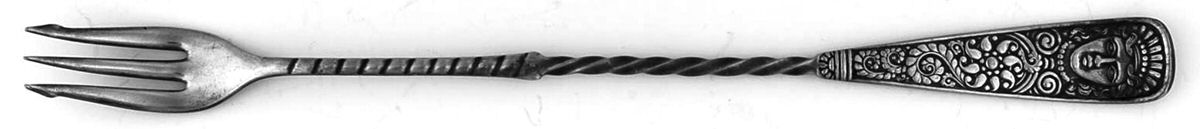 Assyrian Head (Silverplate, 1886) Long Handle Pickle/Olive Fork by International Silver-1