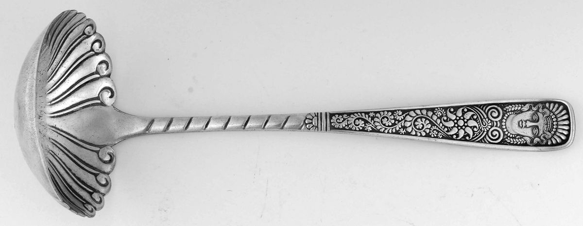 Assyrian Head (Silverplate, 1886) Bouillon Ladle by International Silver-1