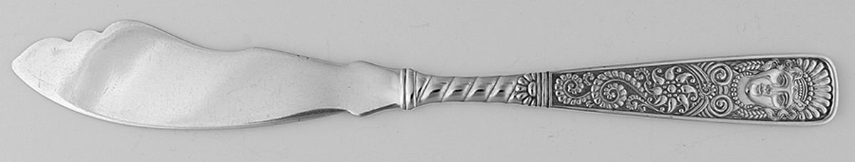 Assyrian Head (Silverplate, 1886) Individual Solid Fish Knife by International Silver-1
