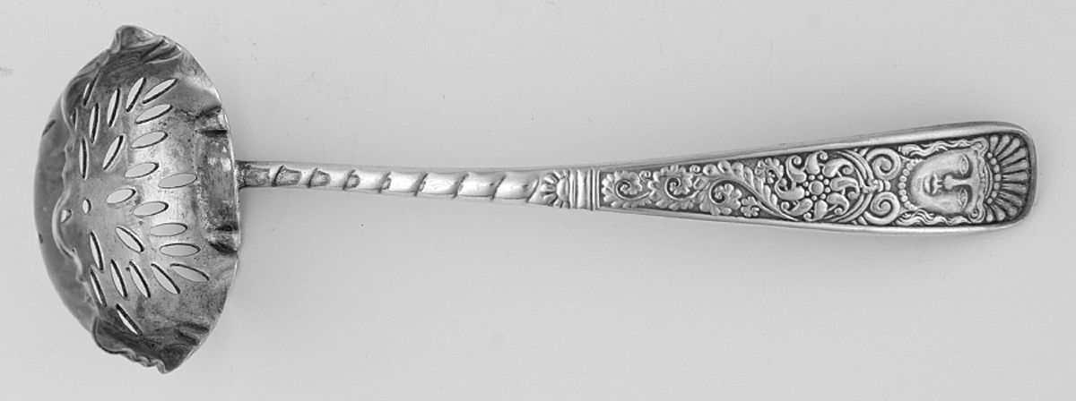 Assyrian Head (Silverplate, 1886) Pierced Sugar Serving Ladle by International Silver-1