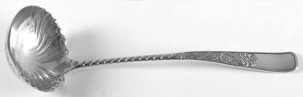 Assyrian (Silverplate, 1887, No Monograms) Solid Soup Ladle by International Silver-1
