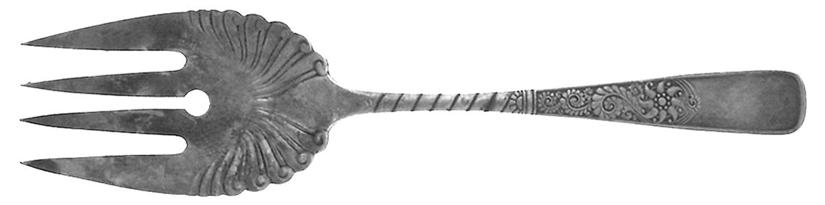 Assyrian (Silverplate, 1887, No Monograms) Large Solid Cold Meat Serving Fork by International Silver-1