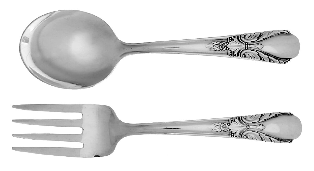 Avalon-Cabin (Slpt, 1940) 2 Pc Baby Set (BF, BS) by International Silver-1