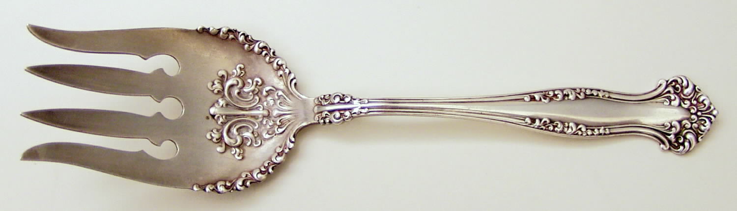 Avon (Silverplate, 1901) Large Solid Fish Serving Fork by International Silver-1