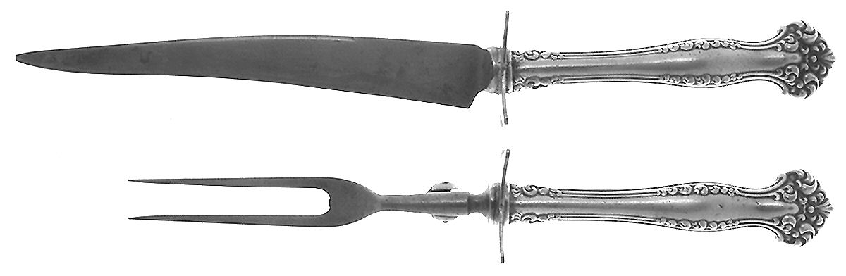 Avon (Silverplate, 1901) Small Stainless Blade 2-Piece Steak Carving Set by International Silver-1