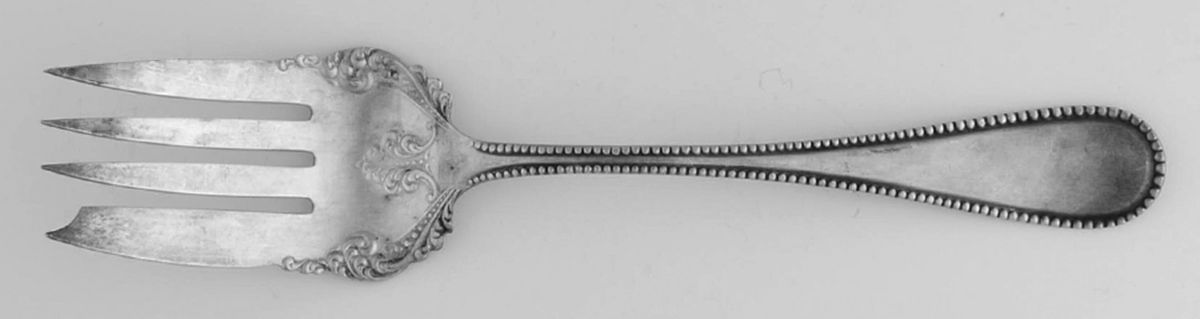 Beaded (Silverplate, 1910) Small Solid Cold Meat Serving Fork by International Silver-1