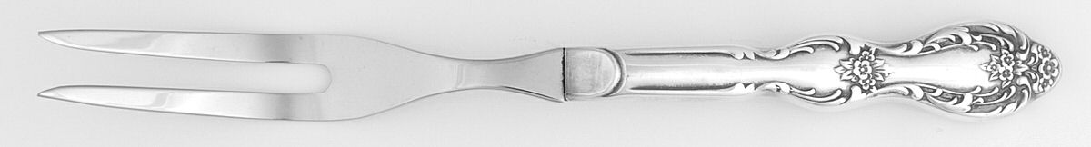 Beverly Manor (Silverplate, 1964) Small Steak Carving Fork with Stainless Prongs by International Silver-1