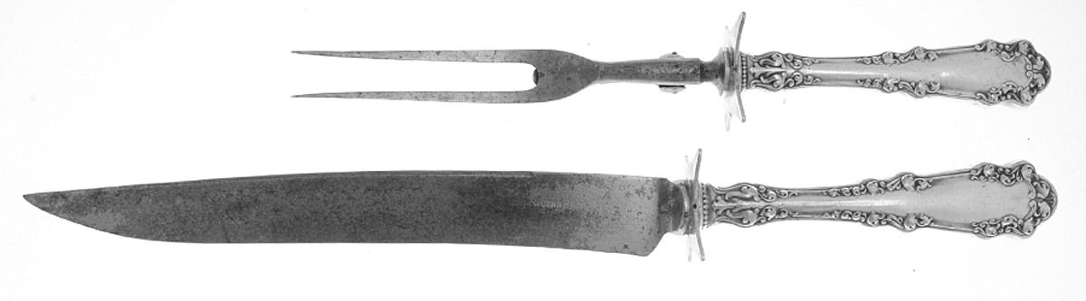 Berkshire (Silverplate, 1897) Large 2-Piece Roast Carving Set w/Stainless Blade by International Silver-1
