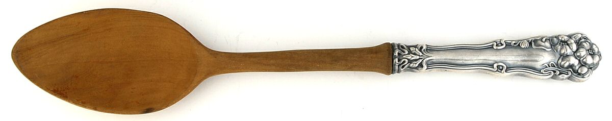 Berwick (Silverplate, 1904) Salad Serving Spoon with Wooden Bowl by International Silver-1