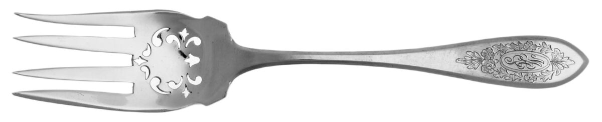 Beverly (Sterling, 1910) Monogram Medium Solid Cold Meat Serving Fork by International Silver-1