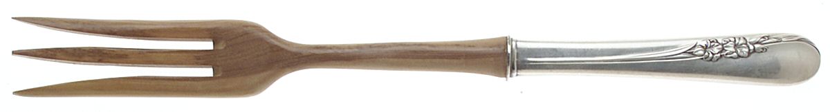 Blossom Time (Sterling, 1950) Salad Serving Fork with Wooden Prongs by International Silver-1