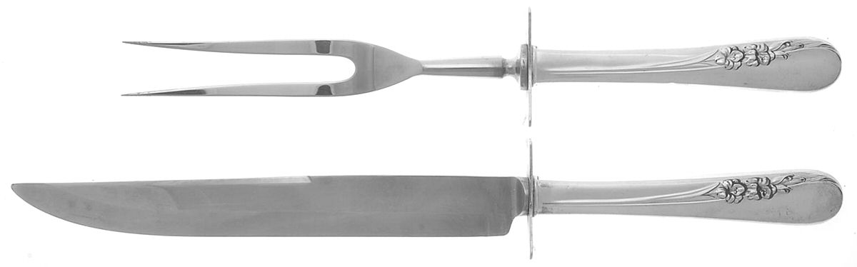 Blossom Time (Sterling, 1950) (2 Pc)Carving Set-Lg Stnbl/Roast w/Sterling Guard by International Silver-1
