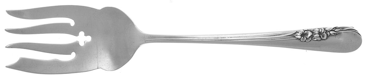 Blossom Time (Sterling, 1950) Small Solid Cold Meat Serving Fork by International Silver-1