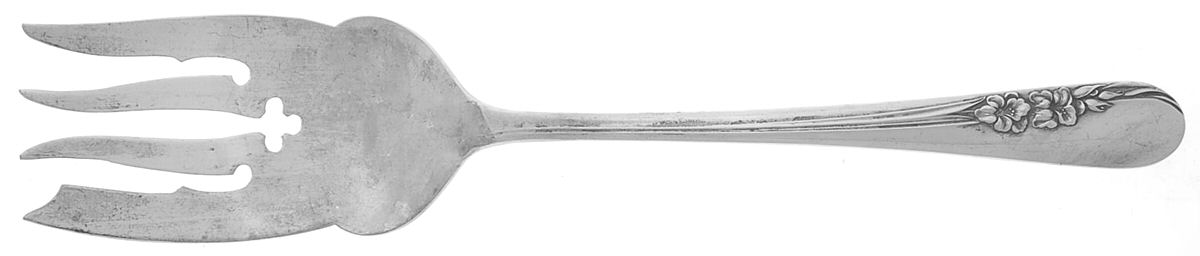 Blossom Time (Sterling, 1950) Large Solid Cold Meat Serving Fork by International Silver-1