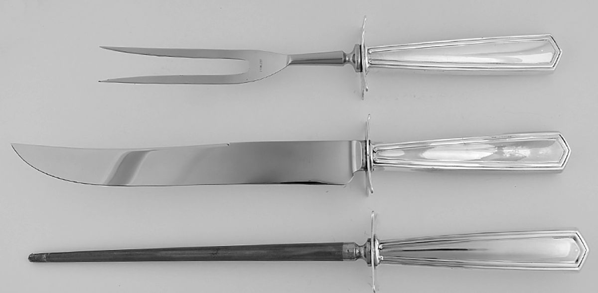 Brandon (Sterling, 1913) Large 3-Piece Roast Carving Set w/ Stainless Blade by International Silver-1