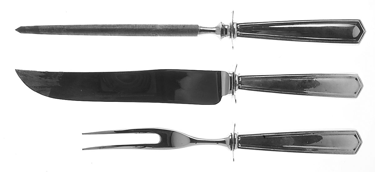 Brandon (Sterling, 1913) Small Steak 3-Piece Carving Set w/Stainless Blade by International Silver-1