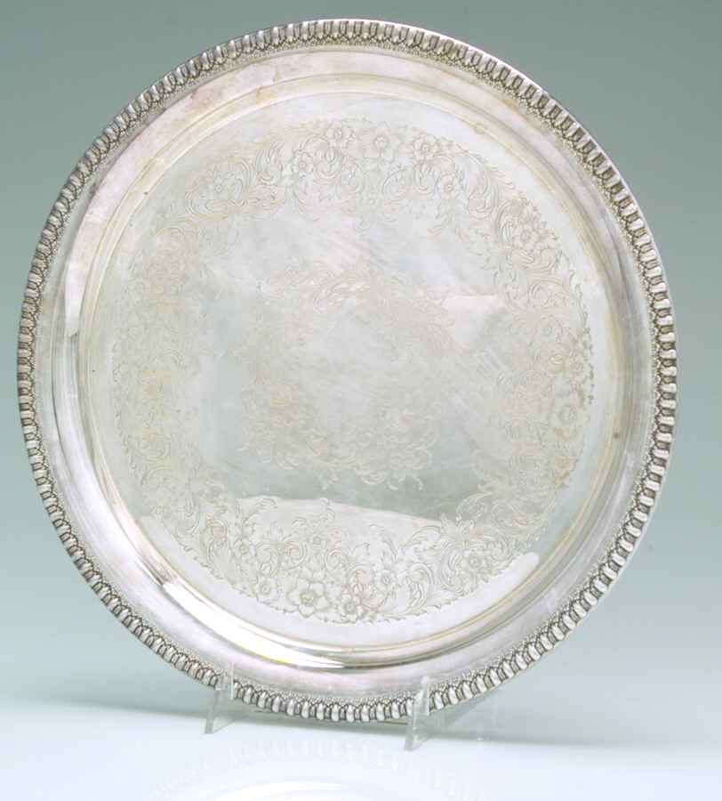 Brandon Hall (Silverplate, Hollowware) Round Silverplate Tray by International Silver-1