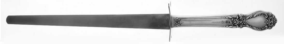 Brocade (Sterling, 1950) Large Steel Rod Knife Sharpener by International Silver-1