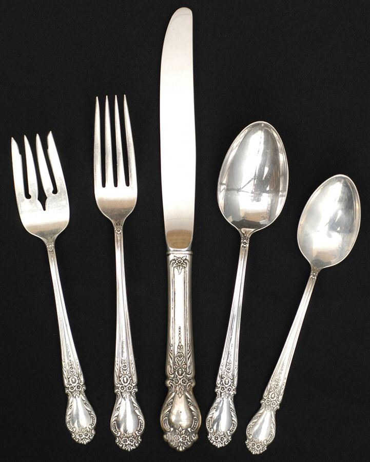 Brocade (Sterling, 1950) 5 Piece Place Size Setting by International Silver-1