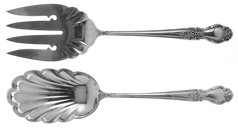Brocade (Sterling, 1950) (2 Pc) Solid Salad Set by International Silver-1