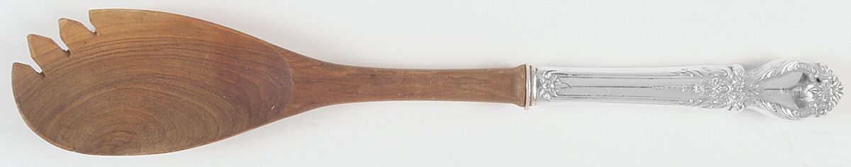 Brocade (Sterling, 1950) Salad Serving Fork with Wooden Prongs by International Silver-1