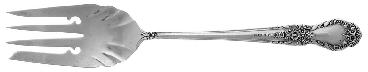 Brocade (Sterling, 1950) Small Solid Cold Meat Serving Fork by International Silver-1