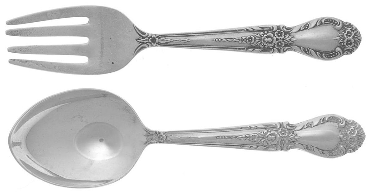 Brocade (Sterling, 1950) 2 Pc Baby Set (BF, BS) by International Silver-1