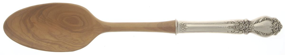 Brocade (Sterling, 1950) Salad Serving Spoon Wooden Bowl by International Silver-1