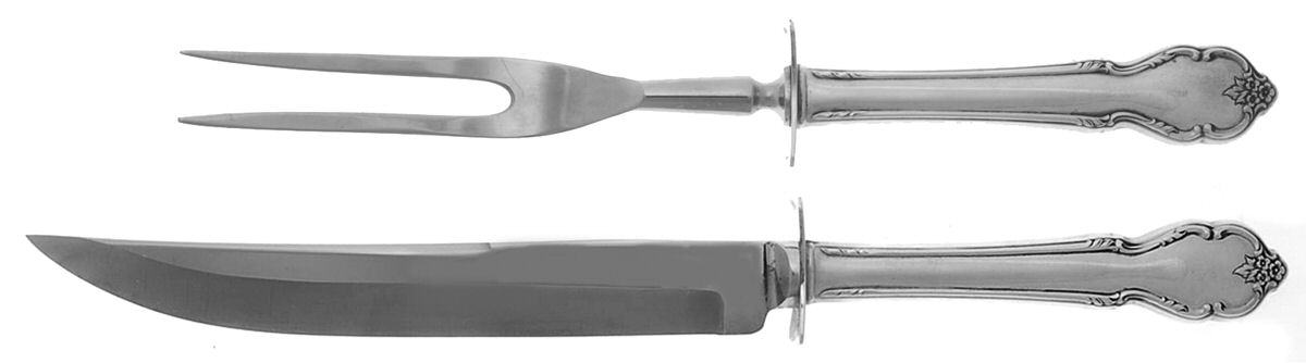 Breton Rose (Sterling, 1954) 2 Piece Small Carving Set W/ Sterling Guard by International Silver-1