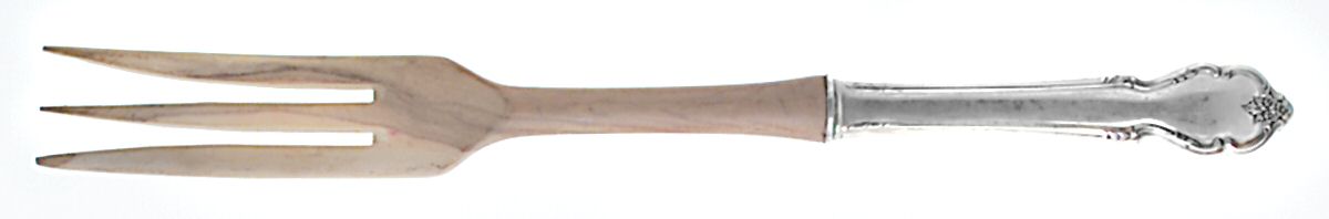 Breton Rose (Sterling, 1954) Salad Serving Fork with Wooden Prongs by International Silver-1
